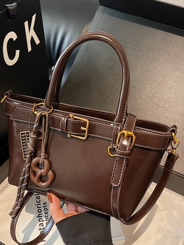 Bolso Bandolera Pequeño Cuadrado de Cuero PU Retro para Mujer Bolso de Mano de Moda Urbana Con Elegante Hebilla de Metal