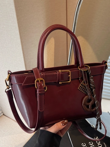 Bolso Bandolera Pequeño Cuadrado de Cuero PU Retro para Mujer Bolso de Mano de Moda Urbana Con Elegante Hebilla de Metal