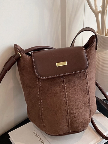 Vintage PU Leder Beuteltasche Für Damen Minimalistische Schulter Umhängetasche Ziernaht Metallschnalle Nische Pendler Handtasche