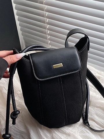 Vintage PU Leder Beuteltasche Für Damen Minimalistische Schulter Umhängetasche Ziernaht Metallschnalle Nische Pendler Handtasche