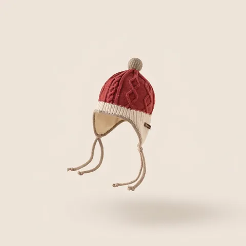 Kids Winter Knitted Earflap Hat Toddler Warm Acrylic Beanie Cap With Pompom Cartoon Animal Ear Protection Hat For Boys Girls