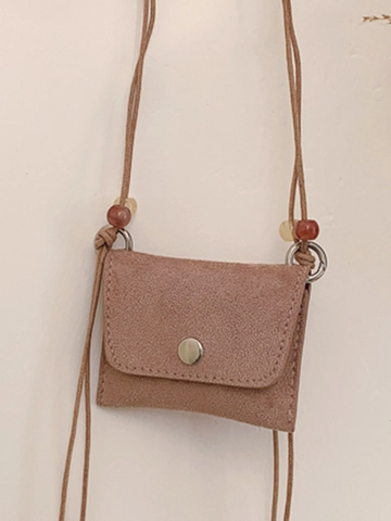Damen Retro PU Leder Mini Umhängetasche Kleine Quadratische Tasche Mit Seidenschal Holzperlen Dekoration Für Alltag Reisen