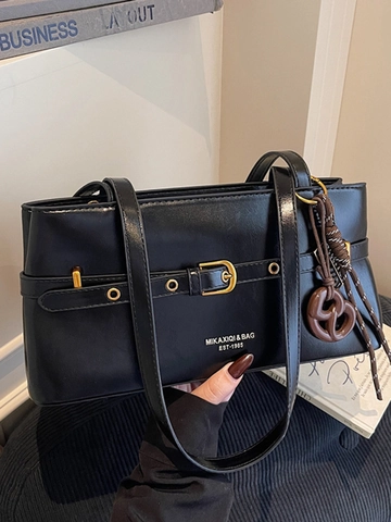 Women Retro PU Leather Underarm Bag Minimalist Commuting Shoulder Bag With Decorative Belt Buckle Fashion Baguette Handbag