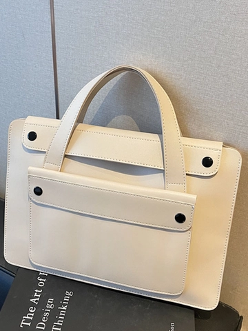Bolso Tote de Cuero PU Minimalista para Mujer de Gran Capacidad Bolso de Hombro Informal para Trabajo Oficina Desplazamiento Color Sólido Bolso de Mano para Computadora Portátil
