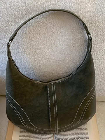 Retro Contraststiksel PU Leer Onderarmtas Grote Capaciteit Halve Maan Hobo Schoudertas Voor Dames Dagelijks Gebruik