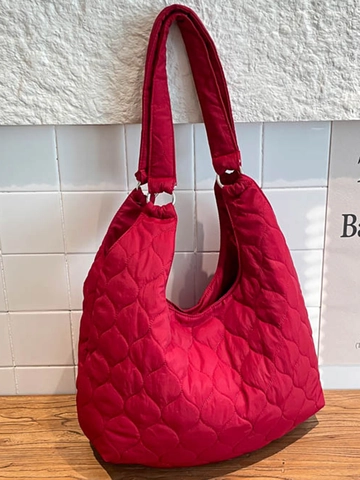 Dames Grote Capaciteit Doorgestikte Draagtas Lichtgewicht Gewatteerde Schoudertas Stedelijk Minimalistisch Polyester Hobo Handtas Voor Dagelijks School