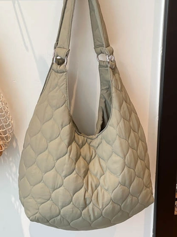 Dames Grote Capaciteit Doorgestikte Draagtas Lichtgewicht Gewatteerde Schoudertas Stedelijk Minimalistisch Polyester Hobo Handtas Voor Dagelijks School