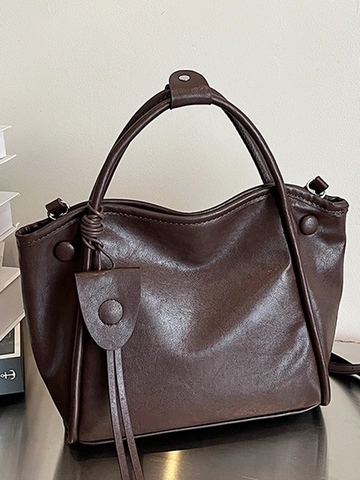 Winter Neue Mode Große Kapazität Mami Tasche Weichem PU Leder Tote Bag Für Frauen Lässig Pendeln Umhängetasche Mit Quaste Dekor