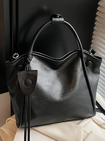 Winter Neue Mode Große Kapazität Mami Tasche Weichem PU Leder Tote Bag Für Frauen Lässig Pendeln Umhängetasche Mit Quaste Dekor