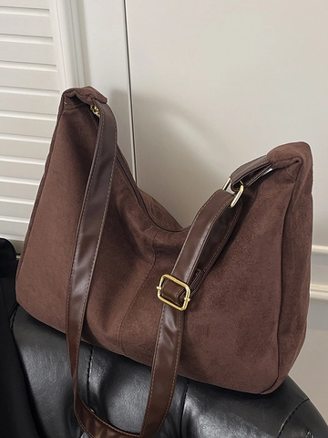 Borsa Tote da Donna in Camoscio Grande Capacità Retrò Minimalista Borsa a Spalla Hobo Pendolare Borsa Morbida Tracolla Regolabile