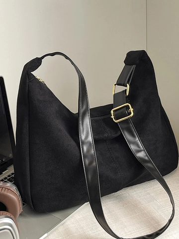 Borsa Tote da Donna in Camoscio Grande Capacità Retrò Minimalista Borsa a Spalla Hobo Pendolare Borsa Morbida Tracolla Regolabile