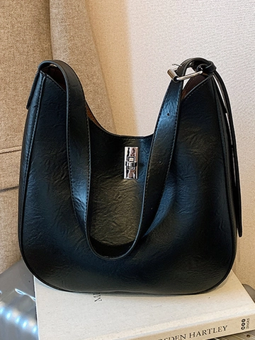 Grand Sac Hobo Vintage pour Femmes Minimaliste Urbain en Cuir PU Sac à Main Fourre-tout Avec Pendentif Coeur Léopard Sac de Navettage