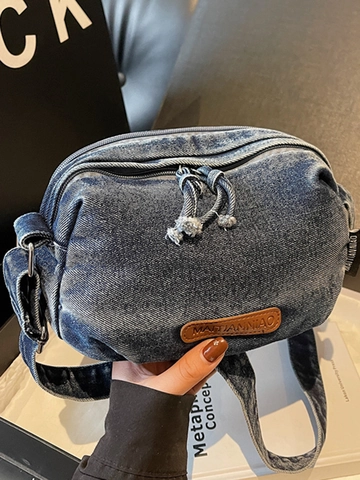 Washed Denim Crossbody Bag For Women Minimalist Casual Small Camera Bag With Adjustable Strap Vintage Shoulder Bag