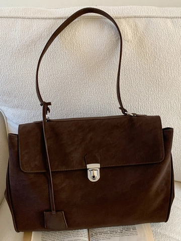 Bolso Tote de Cuero PU Retro de Gran Capacidad para Mujer Bolso de Hombro Mate Simple con Hebilla de Metal Bolso Urbano