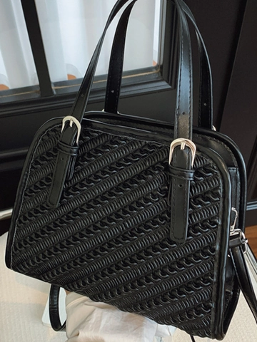 Damen Mode PU Leder Wellentextur Umhängetasche Minimalistische Quadratische Schultertasche Mit Griff Und Verstellbarem Riemen Einfache Alltagstasche