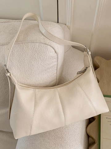 Vintage PU Leather Underarm Dumpling Bag For Women Retro Stitching Shoulder Bag Minimalist Commuter Crossbody Bag Handbag