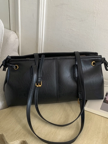 Retro PU Leather Underarm Bag For Women Vintage Shoulder Tote Bag With Bow Tie And Bear Charm Daily Commute Fashion Bag