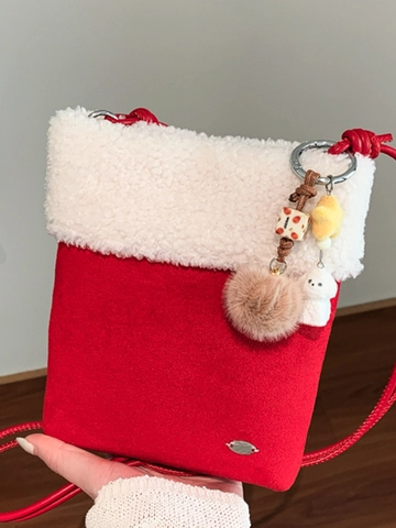 Winter Neue Plüsch Spleißen Kleine Quadratische Umhängetasche Für Damen Koreanischen Stil Kunstpelz Besatz PU Leder Lässig Schultertasche