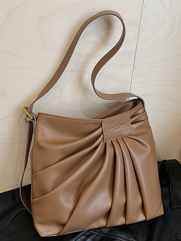 Sac Cabas Rétro Plissé en Cuir PU pour Femmes Grande Capacité Sac à Épaule Minimaliste Urbain Sac Hobo pour Dames
