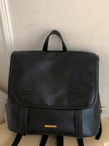 Zaino a Patta in Pelle PU Vintage per Donna Borsa da Scuola Chic per Pendolari Zaino Casual Retrò di Grande Capacità Nero Marrone Caffè