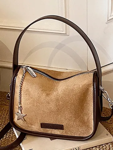 Retro Leopard Print Women's Shoulder Bag PU Leather Crossbody Bag With Star Pendant Minimalist Small Square Handbag