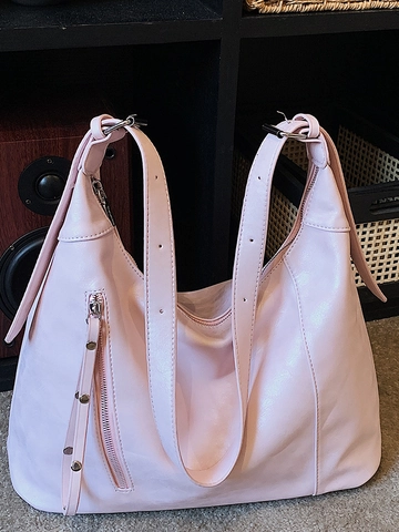 Damen Große Kapazität PU Leder Tote Bag Minimalistisch Vintage Hobo Schultertasche Für Alltag Pendeln Stilvolle Nieten Tasche