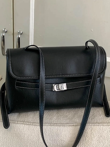 Damen Retro PU Leder Umhängetasche Urban Minimalistische Tote Bag Große Kapazität Pendler Crossbody Tasche Mit Bär Anhänger