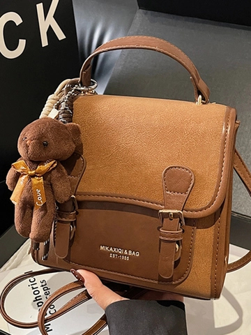 Vintage Patchwork Small Square Backpack For Women Korean Style PU Leather Handbag Casual Versatile Fashion School Bag