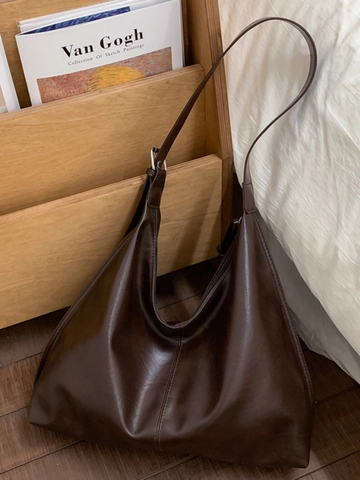 Μεγάλης Χωρητικότητας Vintage PU Δερμάτινη Τσάντα Tote Για Γυναίκες Retro Casual Urban Minimalist Τσάντα Ώμου