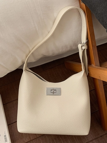 Borsa a Secchiello in Pelle Martellata PU Retro da Donna Con Chiusura a Girello in Metallo Tracolla Regolabile Borsa Hobo Grande