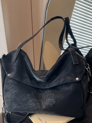 Borsa Tote in Pelle PU con Goffratura a Margherita Grande Capacità Vintage Casual Pendolarismo Borsa a Spalla Donna Design Floreale