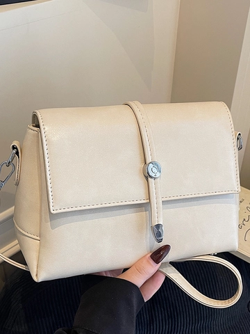 Borsa a Tracolla Quadrata in Pelle PU Vintage per Donna Urban Simple Borsa a Tracolla Rettangolare con Fibbia in Metallo Rotonda