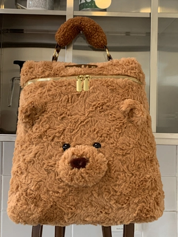 Simpatico Zaino in Peluche a Forma di Orso Cartone Animato Zaino da Viaggio alla Moda in Stile Orsetto per Donna Ragazza Marrone