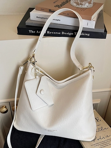 Bolso Tote de Gran Capacidad de Cuero PU para Mujer Con Bolsa a Juego Bolso de Hombro Retro Minimalista Urbano