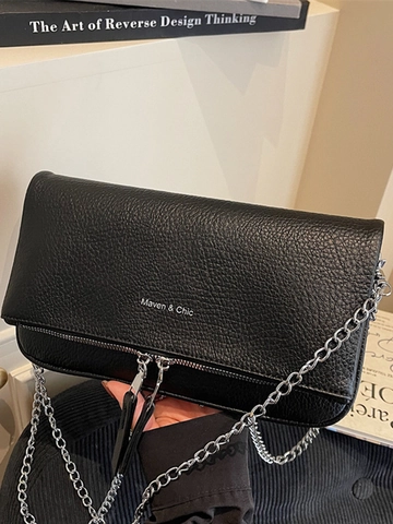 Damen Litschikorn PU Leder Umhängetasche Mode Kette Schultertasche Minimalistisch Klappe Kleine Quadratische Tasche Alltagstasche
