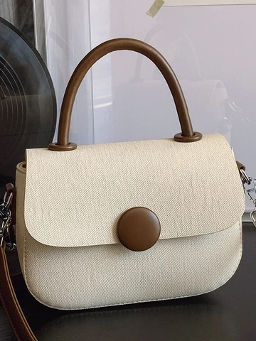 Moda Minimalista Cuero PU Bolso Pequeño Cuadrado para Mujer Color Sólido Hebilla Redonda Bolso de Mano Versátil Bandolera