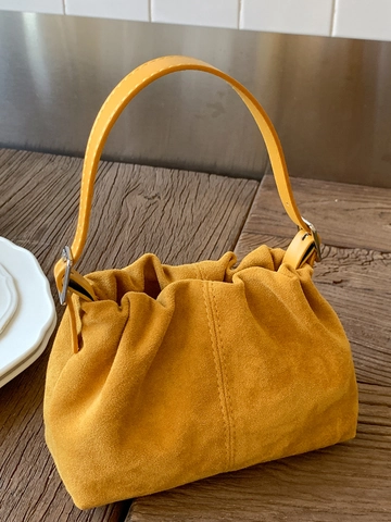 Bolso de Hombro Plisado de Moda para Mujer Bolso de Cuero PU Minimalista Cuadrado Pequeño Color Sólido Uso Diario