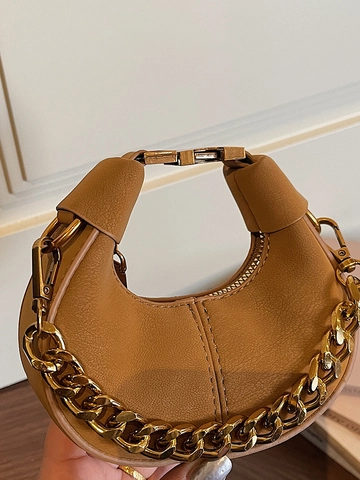 Damen Mini PU Leder Schultertasche Mit Goldener Kette Stilvolles Steppdesign Für Den Täglichen Gebrauch Und Elegantes Pendeln