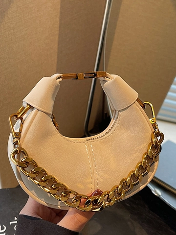 Damen Mini PU Leder Schultertasche Mit Goldener Kette Stilvolles Steppdesign Für Den Täglichen Gebrauch Und Elegantes Pendeln