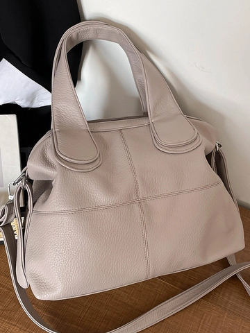 Women Large Capacity Litchi Pattern PU Leather Tote Bag Minimalist Commuter Handbag Single Shoulder Crossbody Satchel Purse