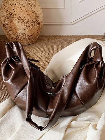 Borsa a Spalla in Pelle PU Retrò da Donna Grande Capacità Borsa Hobo Pieghettata Borsa a Tracolla Minimalista Borsa a Raviolo Pendolare Quotidiana