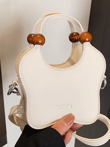 Borsa a Tracolla a Forma di Stella in Pelle PU alla Moda per Donna con Perle di Legno Piccola Borsa a Mano Semplice Retro