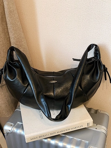 Borsa a Spalla in Pelle PU Retrò da Donna Grande Capacità Borsa Hobo Pieghettata Borsa a Tracolla Minimalista Borsa a Raviolo Pendolare Quotidiana