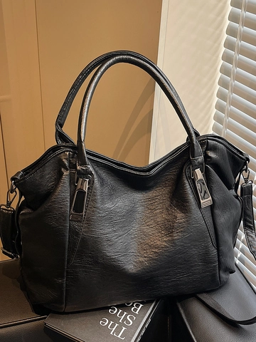 Borsa Tote in Pelle PU di Grande Capacità per Donna Borsa a Tracolla Vintage Urban Minimalist per Ufficio Pendolarismo