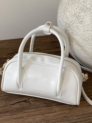 Retro Koreanischer Stil Damen Boston Tasche PU Leder Minimalistische Lässige Umhängetasche Mit Anhänger Mode Urbane Schultertasche