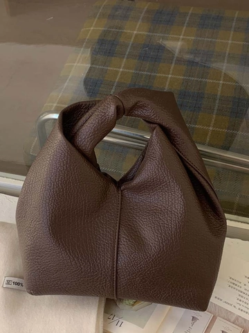 Borsa Hobo da Donna Minimalista con Manico a Nodo in Pelle PU Martellata Grande Capacità Casual Pendolare Borsa a Mano a Spalla Urban Style