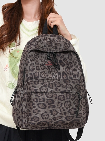 Damen Leopardenmuster Oxford Gewebe Rucksack Große Kapazität Wasserdicht Casual Street Fashion Schultasche Reiserucksack