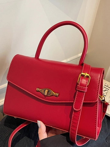 Piccola Borsa Quadrata in Pelle PU Retrò da Donna Elegante Borsa a Mano con Patta a Busta e Chiusura a Girello a Forma di Occhio