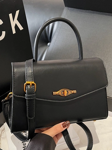 Piccola Borsa Quadrata in Pelle PU Retrò da Donna Elegante Borsa a Mano con Patta a Busta e Chiusura a Girello a Forma di Occhio
