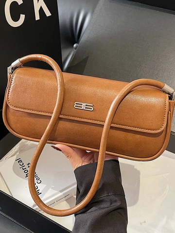 Moderne Urbane Unterarmtasche Aus PU Leder Für Damen Vintage Baguette Tasche Mit Metallschnalle Ziernaht Alltag Schultertasche